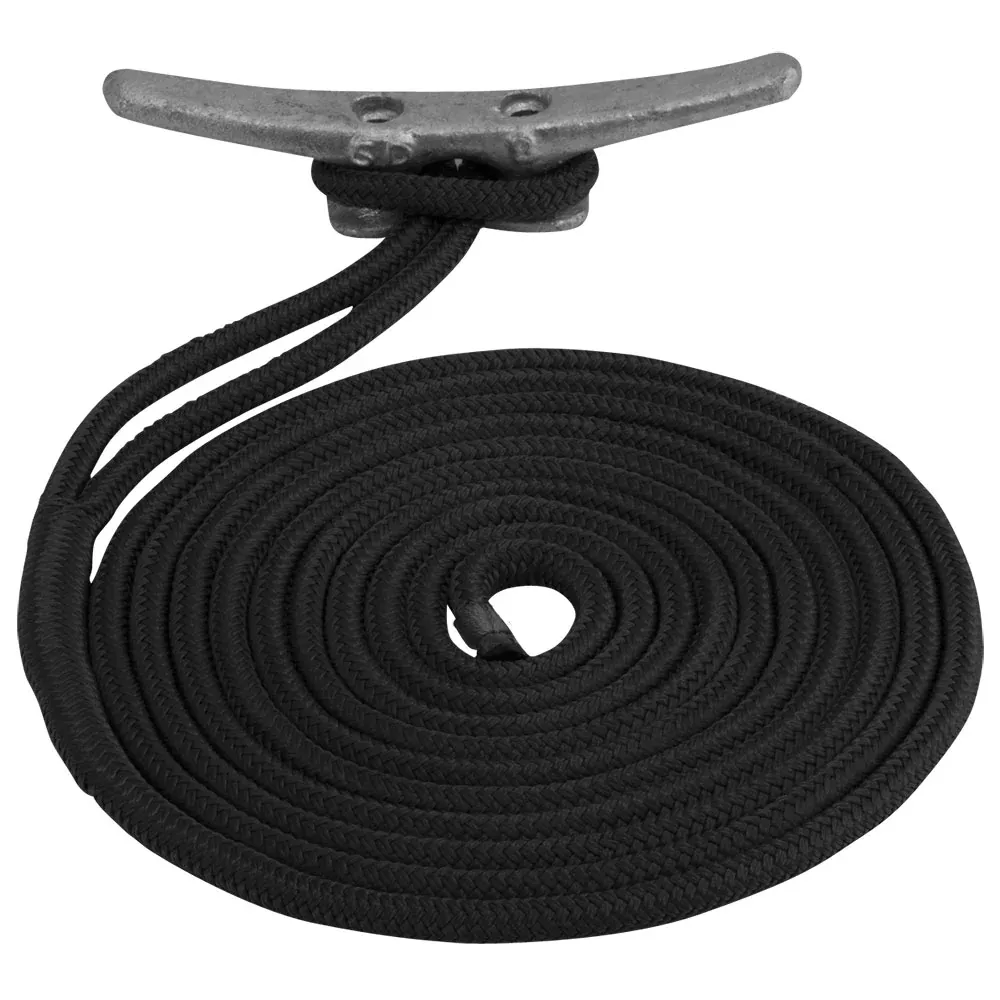 Sea-Dog Double Braided Nylon Dock Line – 1/2″ x 20 – Black [302112020BK-1]