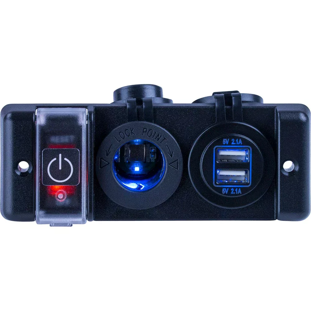 Sea-Dog Double USBPower Socket Panel w/Breaker Switch [426506-1]