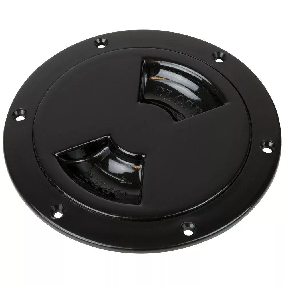 Sea-Dog Quarter-Turn Smooth Deck Plate w/Internal Collar – Black – 6″ [336365-1]