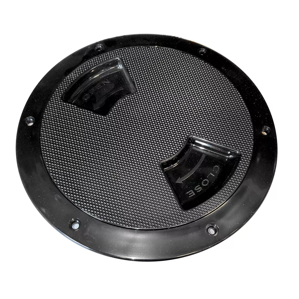 Sea-Dog Quarter-Turn Textured Deck Plate w/Internal Collar – Black – 8″ [336387-1]