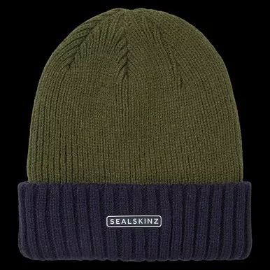 Sealskinz Bacton Waterproof Cold Weather Roll Cuff Beanie Olive/Navy