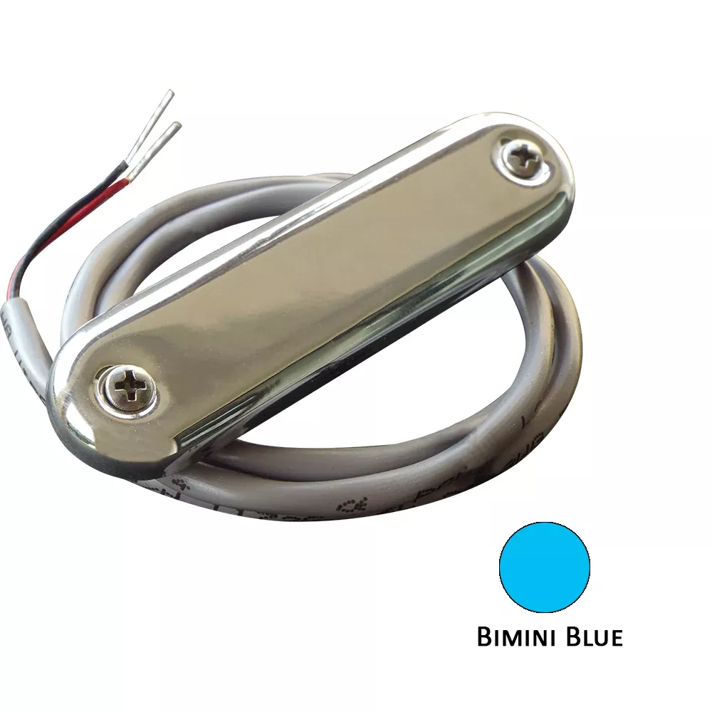 Shadow-Caster Courtesy Light w/2′ Lead Wire – 316 SS Cover – Bimini Blue – 4-Pack [SCM-CL-BB-SS-4PACK]