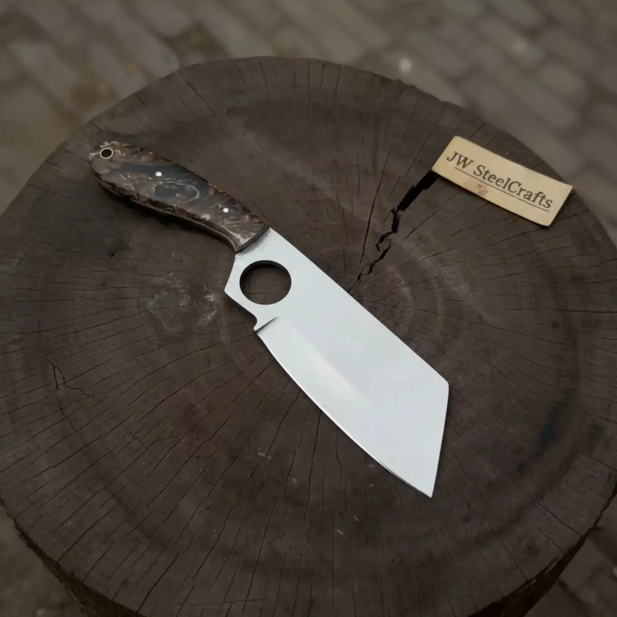 Sheepsfoot Fixed Blade Knife Polished Blade Thumb Hole Resin Handle