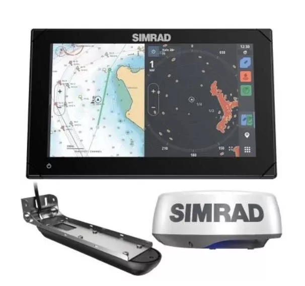 Simrad NSX 9" Fish Finder/Chartplotter Kit with Active Imaging 3-in-1 Transducer, C-Map Discover X Charts and Halo20+ Radar• 000-15377-001