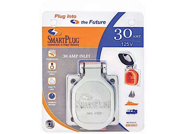 SmartPlug 30 Amp Stainless Steel Inlet w/ SS Cover• BM30NT