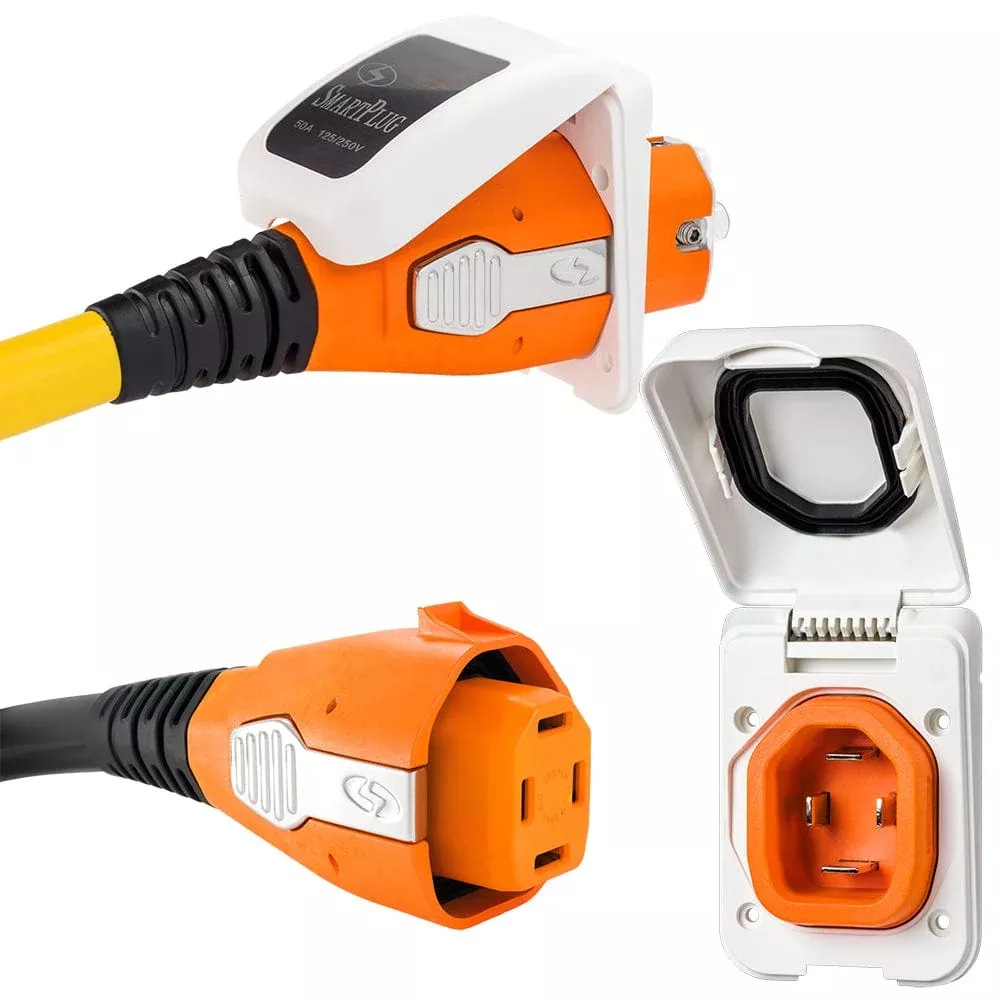 SmartPlug 50 Amp Non Metallic White Inlet & Plug Combo – Boat & RV