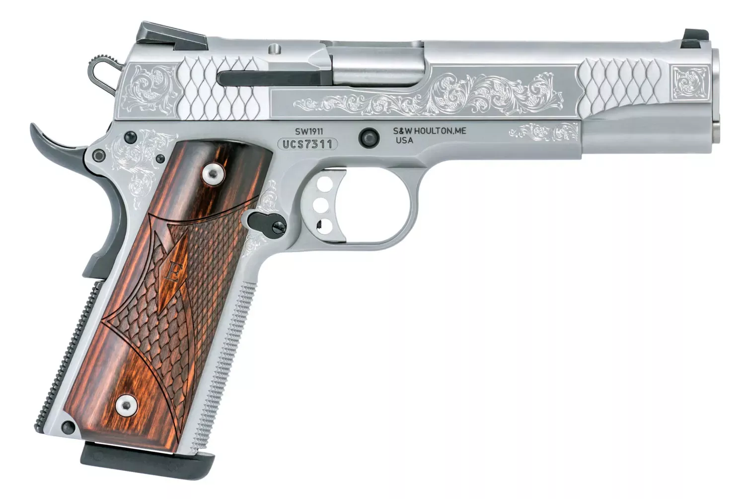 Smith & Wesson 1911 E-Series 45 ACP Caliber 5″ Barrel, 8+1, Matte Sliver Finish