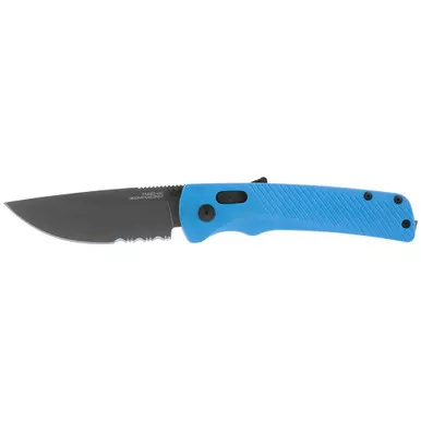 SOG 11-18-04-41 Flash AT Assisted Opening Folding Knife 3.45" Cryo D2 Straight Back Partially Serrated Edge Blade, Civic Cyan GRN Handle