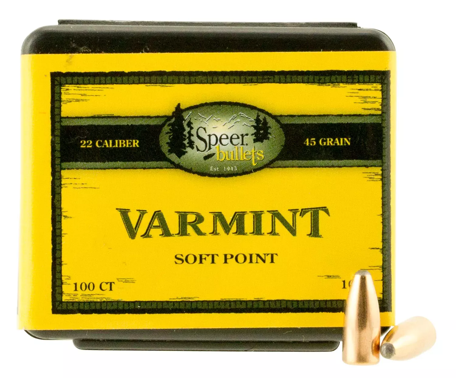 Speer Varmint.22 Cal .224 45 gr Jacketed Soft Point (JSP) 100 Per Box