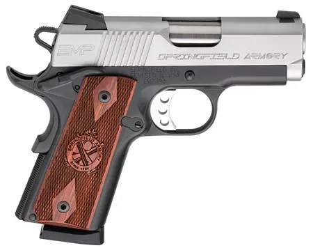 Springfield 1911 EMP 9mm 3″ 9+1 Black Anodized Frame Stainless Slide 3-Dot Sights Cocobolo Grip CA Compliant PI9209LCA