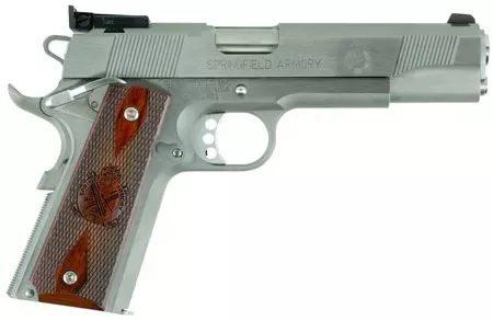 Springfield 1911 Loaded Target 9mm9+1 5″ SS Adj Rear Sight Ambi Thumb Safety Cocobolo Grips SAO CA Compliant PI9134LCA