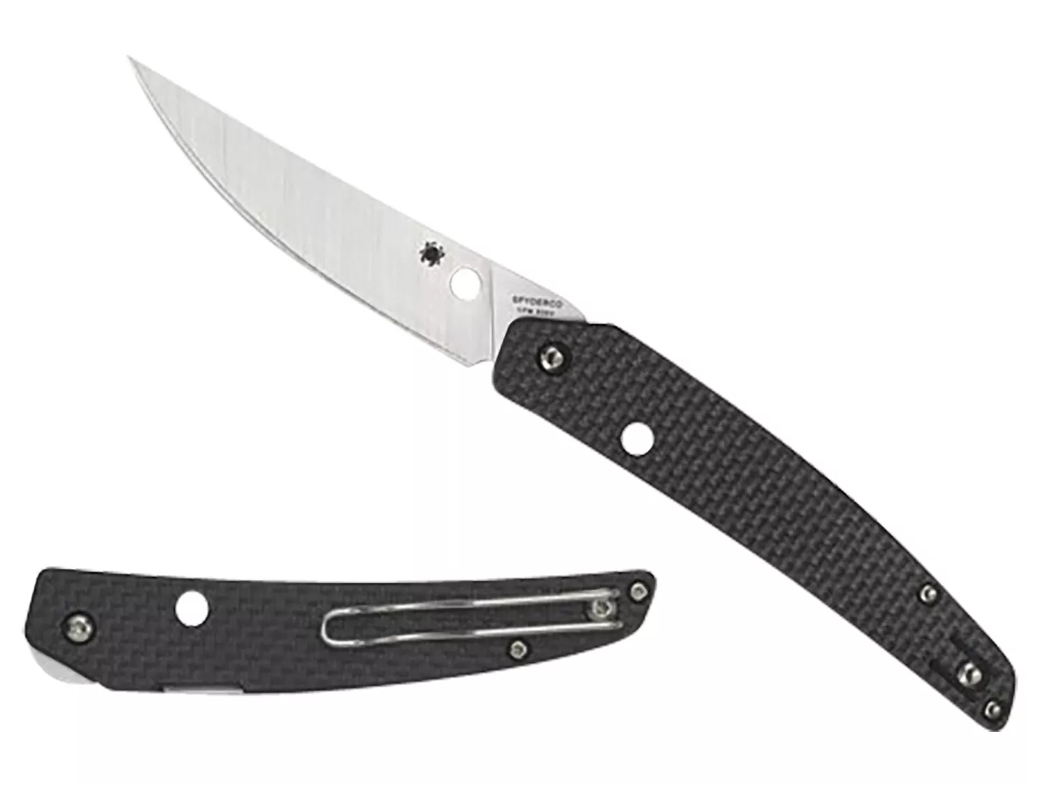 Spyderco 3.26" CPM S30V Folding Knife Black Carbon Fiber G10 Handle