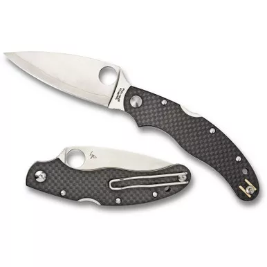 Spyderco C144CFPE Caly 3.5 Folding Knife 3.40" ZDP-189 Plain Edge Blade, Carbon Fiber Handle