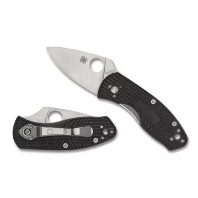 Spyderco C148PBK Ambitious Lightweight Folding Knife 2.31" 8Cr13MoV Plain Edge Blade, Black FRN Handle