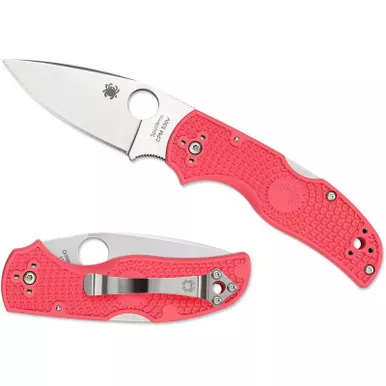 Spyderco C41PPN5 Native 5 Lightweight Folding Knife 2.95" CPM-S30V Plain Edge Blade, Pink FRN Handle