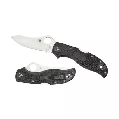 Spyderco C90PBK2 Stretch 2 Folding Knife 3.43" VG-10 Plain Edge Blade, Black FRN Handle