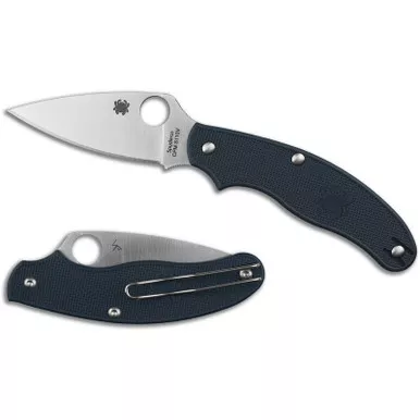 Spyderco C94PDBL UK Penknife Folding Knife Leaf-Shaped 2.95" CPM-S110V Plain Edge Blade, Dark Blue FRN Handle
