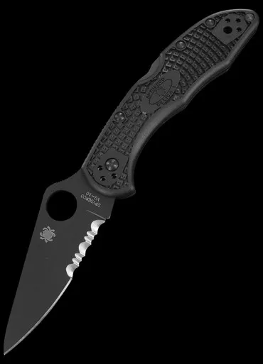 Spyderco Delica 4 Black Blade Part-Serrated