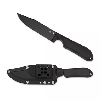 Spyderco FB04PBB Street Fixed Bowie Knife 5.05" VG-10 Black Plain Edge Blade, Black FRN Handle