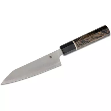 Spyderco K16GPBNBK Itamae Funayuki Kitchen Knife 10.93" Super Blue/SUS410 Plain Edge Blade, Burl G-10 Handle