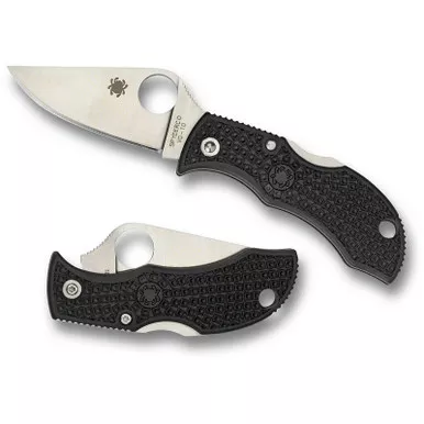 Spyderco MBKP Manbug Lightweight Folding Knife 1.95" VG-10 Plain Edge Blade, Black FRN Handle