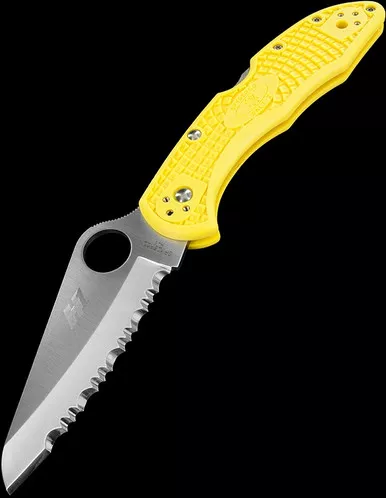 Spyderco Salt 2 Yellow Serrated Folding Knife