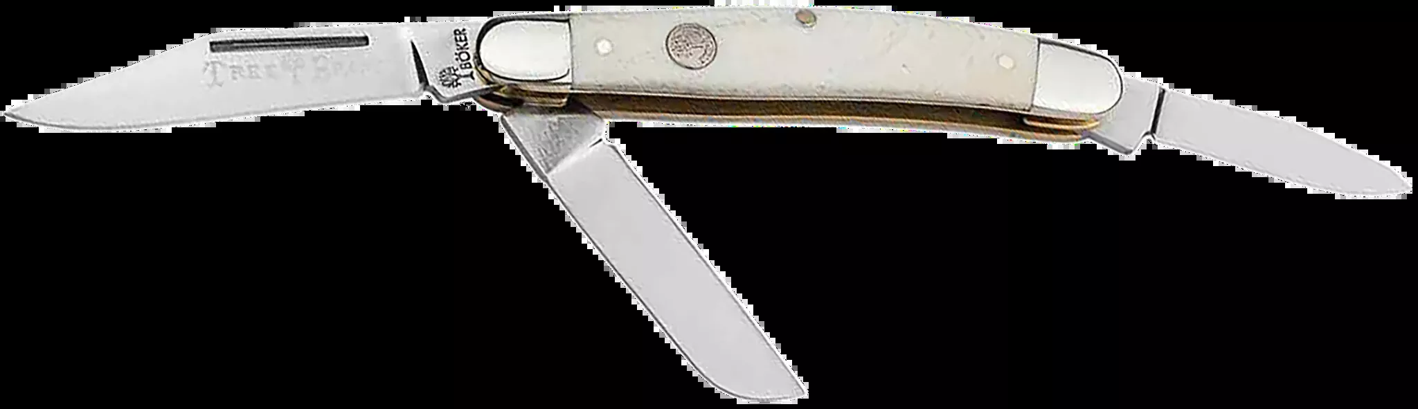 Stockman Traditional Medium Clip Point/Sheepsfoot/Spey Folding Knife - White