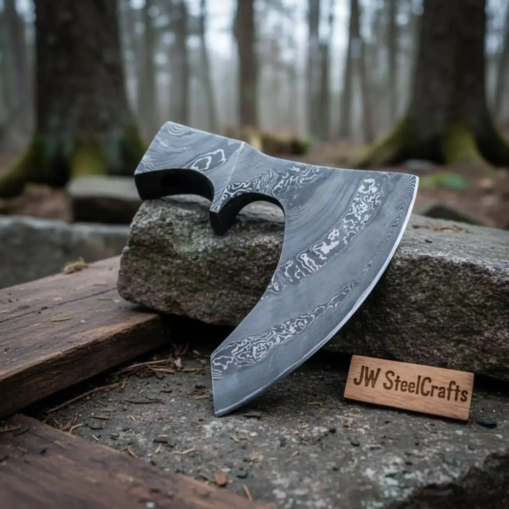 Stonebrand Damascus Viking Axe Handmade Forged 9″ Head