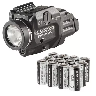 STREAMLIGHT TLR-8X G Flex 500 Lumens With Green Laser And Rear Switch Weapon Light With Batteries 12-Pack (69434-85177-BUNDLE)