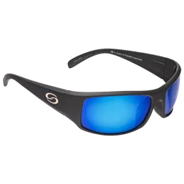 Strike King S11 Okeechobee Sunglasses - Matte Black Frame - White Blue Mirror Gray Base Lens - Plastic