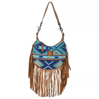 STS Mojave Sky Multi-Blue Aztec Nellie Fringe Bag (STS31829)