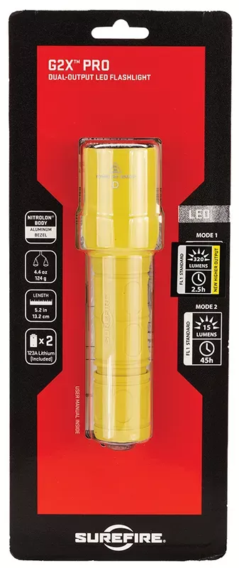 SureFire G2X Pro Yellow Polymer White LED 600 Lumens 187 Meters Range