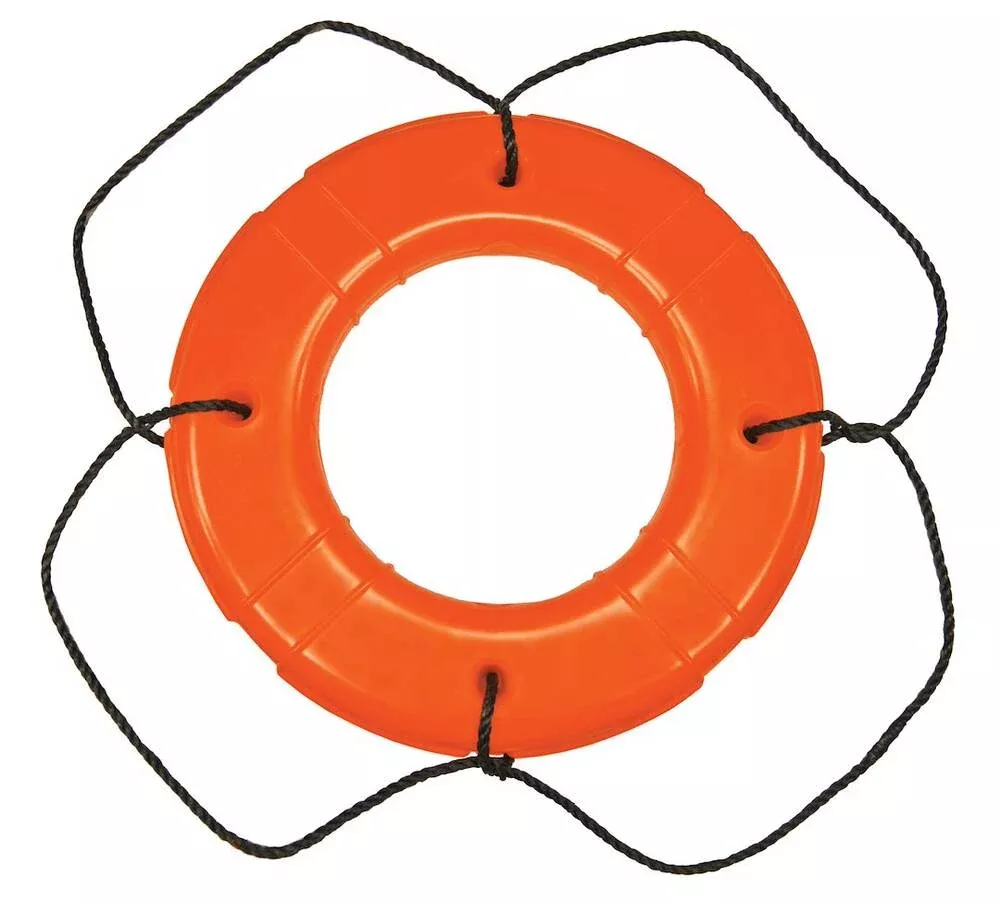 Taylor Made 24" Polyethylene Shell Life Ring with Black Grab Lines, Orange• 569