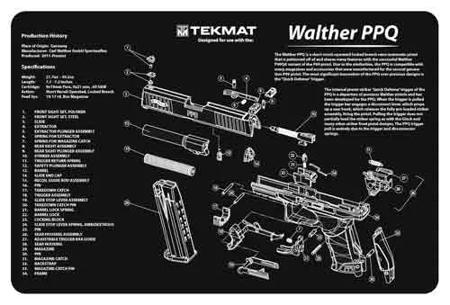 Tekmat Armorers Bench Mat – 11″x17″ Walther Ppq Pistol