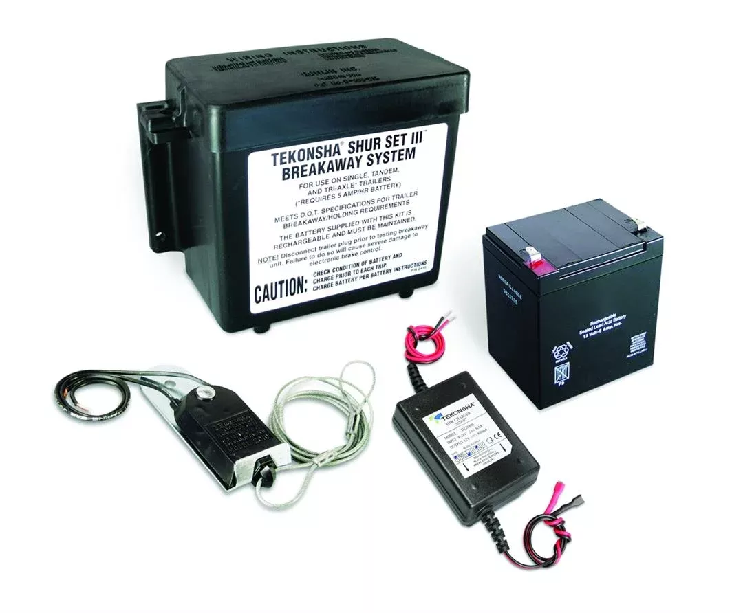 Tekonsha Shur-Set III All Polymer Lockable Breakaway System with Charger and #2010 Nylon Breakaway Switch• 20015
