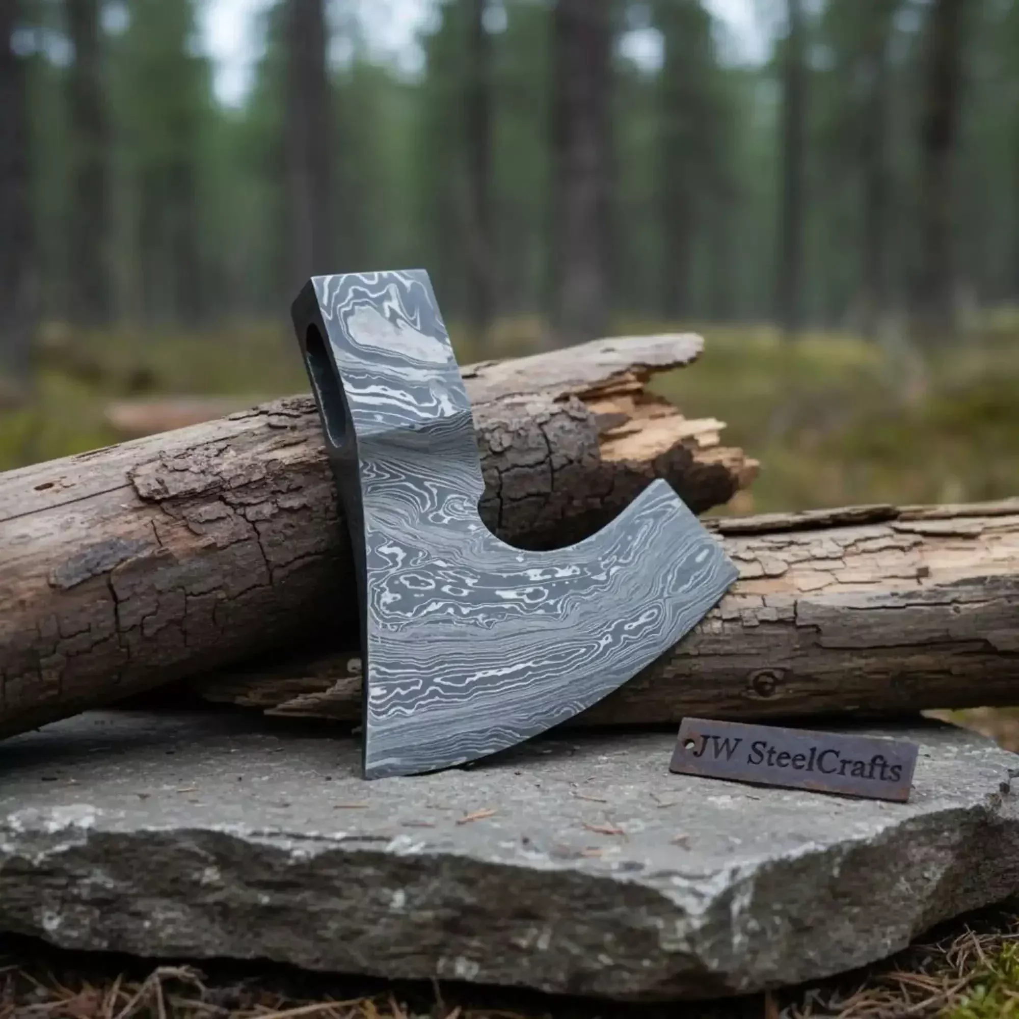 Thornwake Bearded Damascus Axe 6″ Handmade Viking Style Axe Head