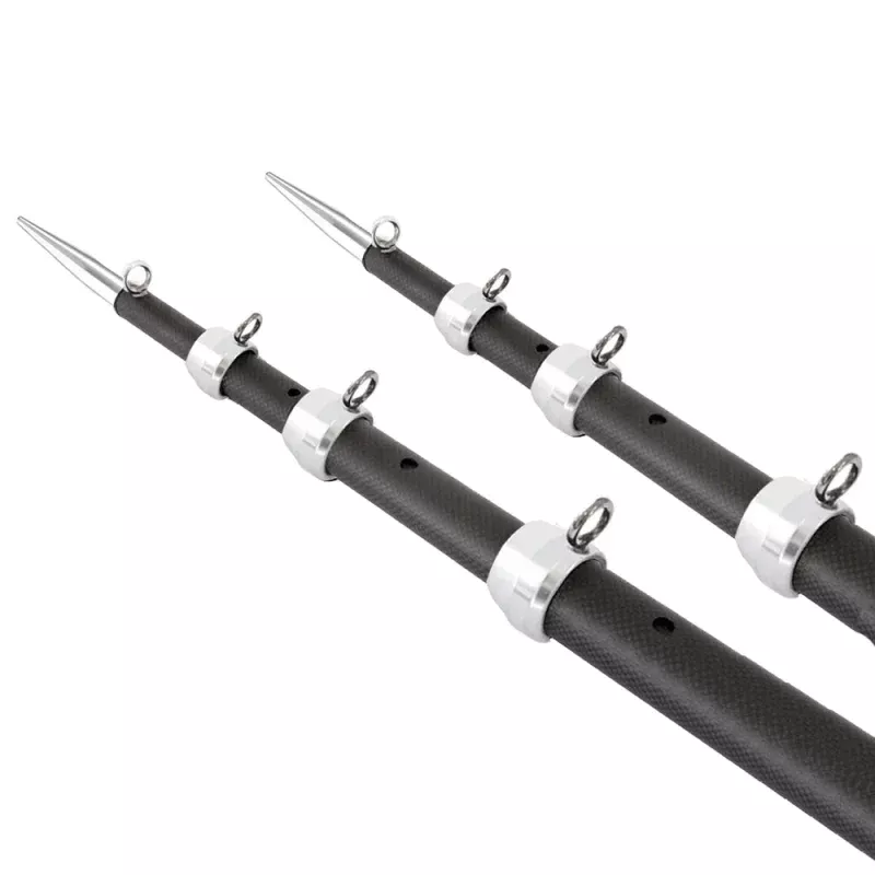 Tigress 15′ XD 3K Carbon Fiber Telescoping Outrigger Poles – Matte Black/Silver – Pair