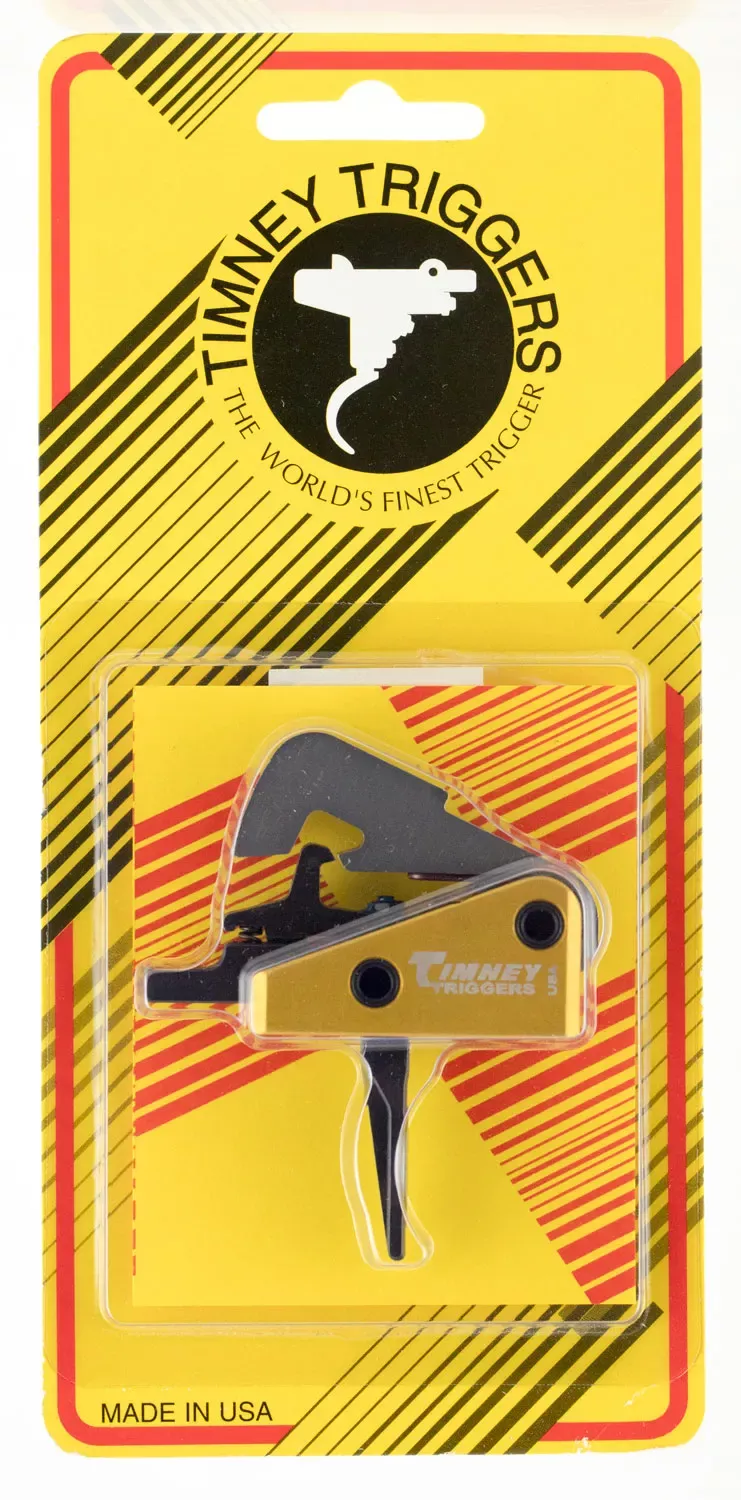 Timney Triggers Competition TriggerSingle-Stage Straight Trigger with 4 lbs Draw Weight & Black/Gold Finish for AR-10