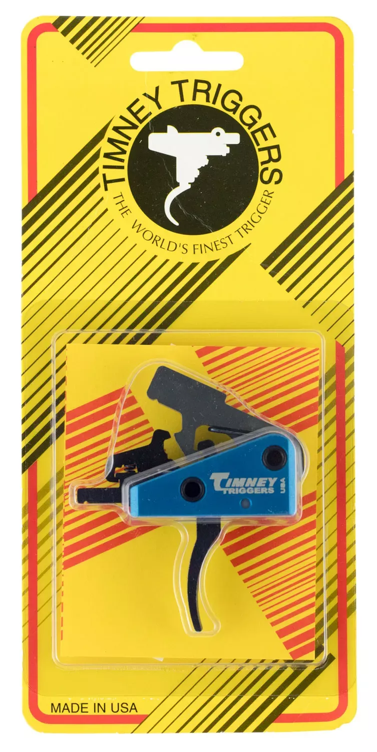 Timney Triggers Targa Long TriggerTwo-Stage Curved Trigger with 2 lbs Draw Weight & Black/Blue Finish for AR-Platform