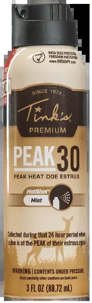 Tinks Peak30 Hot Shot Deer Doe In Estrus Scent 3 oz Mist