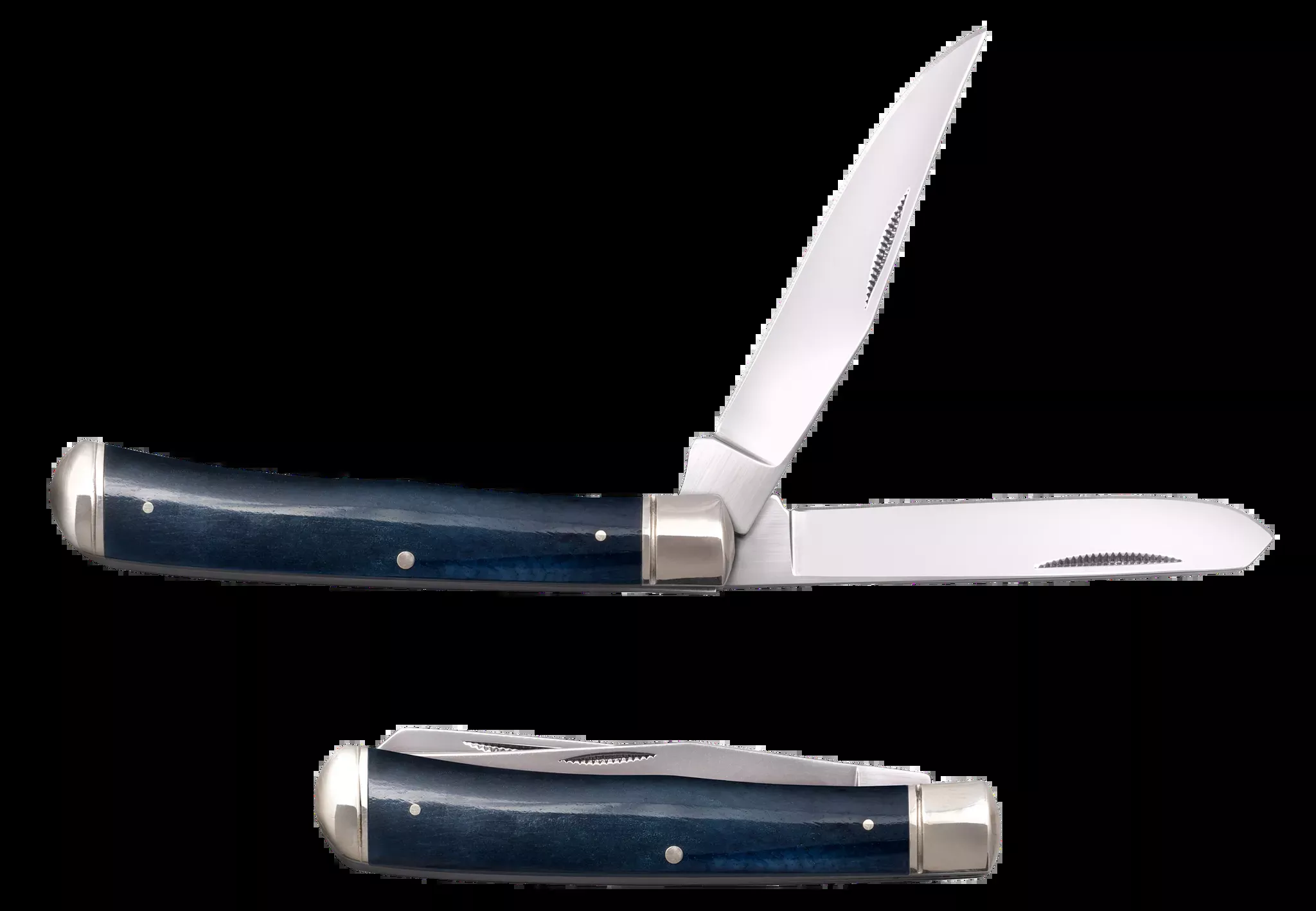 Trapper 3" Folding Clip/Spey Plain Blade Knife - Dark Blue