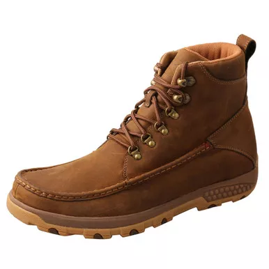 TWISTED X Men's 6in Driving Moc Hiker Distressed Saddle Boot with CellStretch (MXC0011)