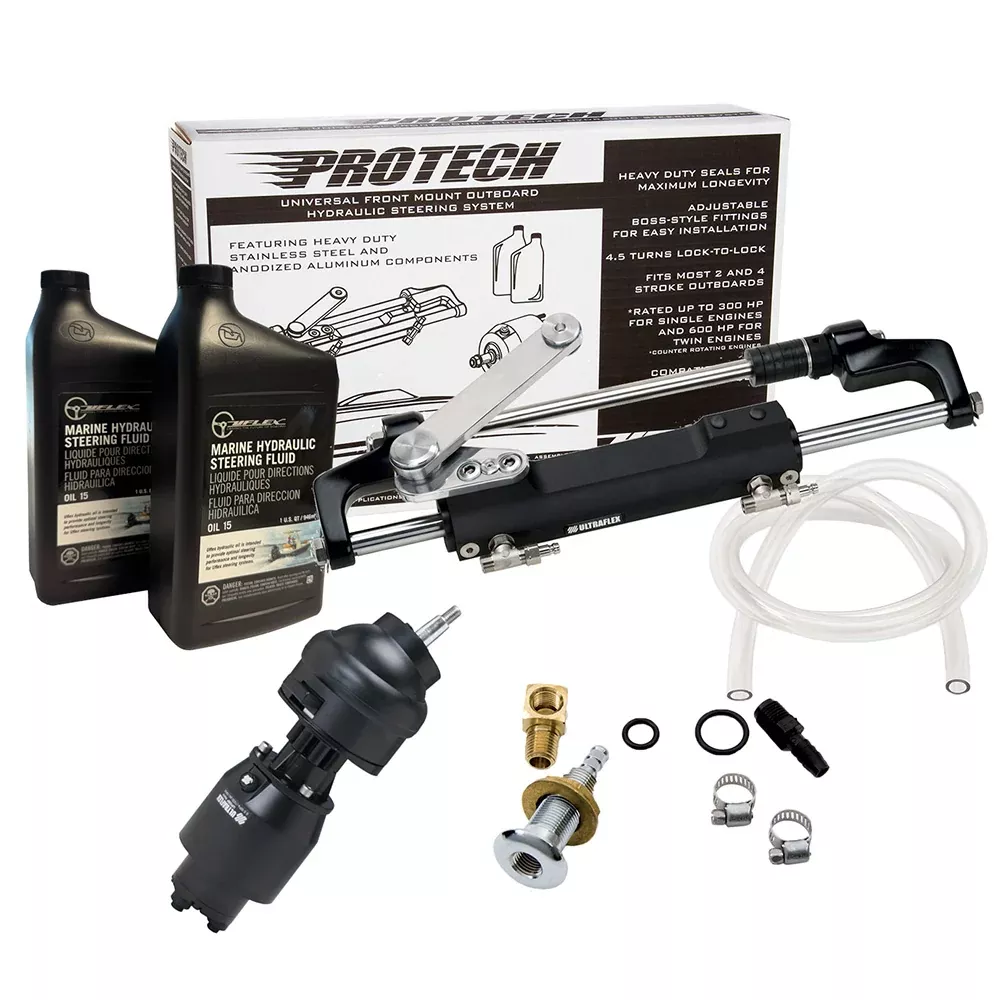 Uflex PROTECH 2.1 Front Mount Tilt OB Hydraulic System – Includes UP28T Helm Pump, Oil, UC128TS-2 Cylinder,X52 Tilt – No Hoses