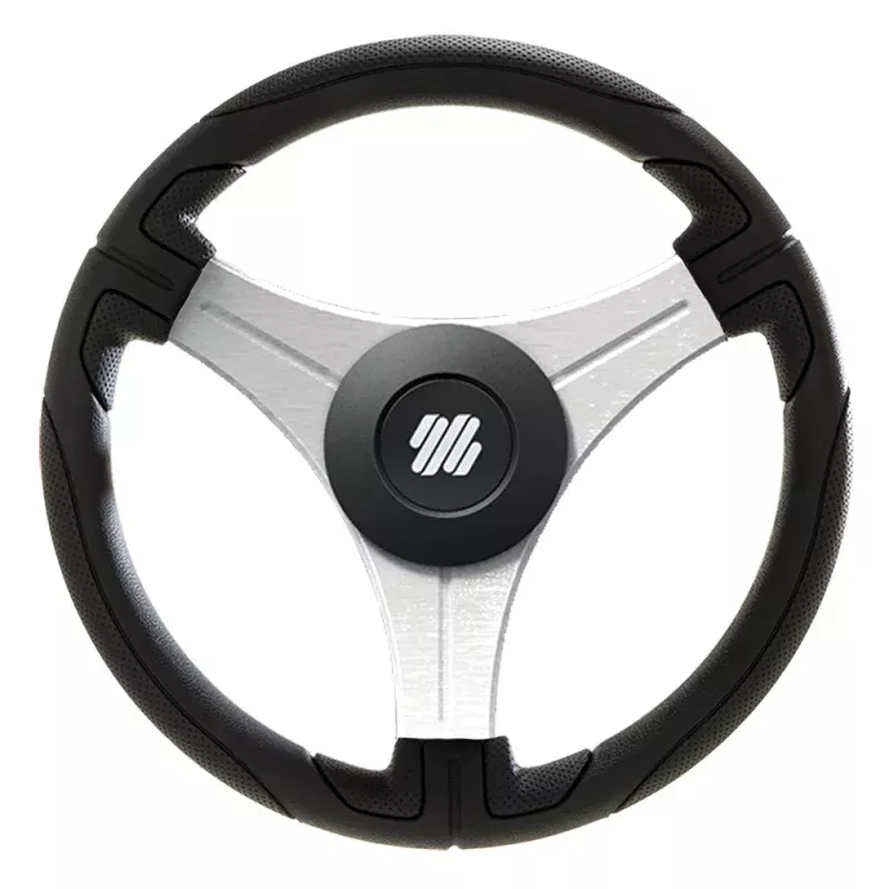 Uflex Ustica 13 Steering Wheel – Black – Polyurethane w/Silver SpokesX62 Hub