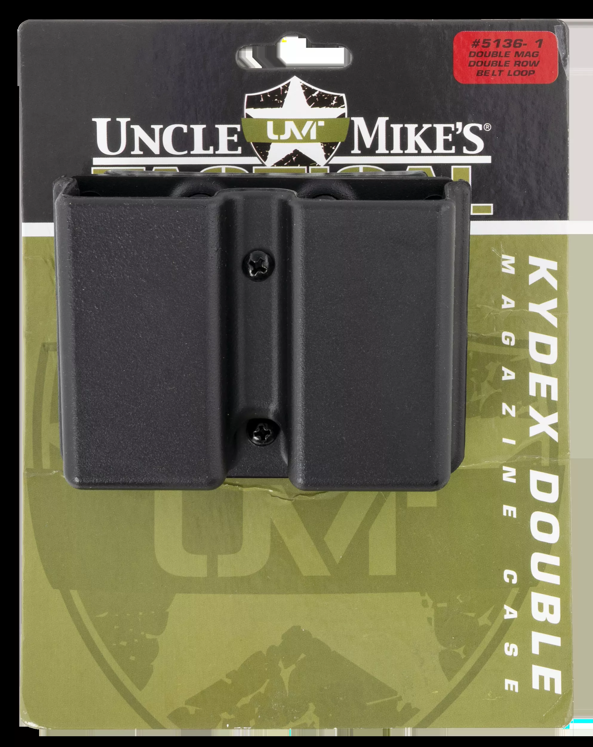 Uncle Mike's Kydex Double Mag Case Black Finish, 1.75" Belt Size & Clip