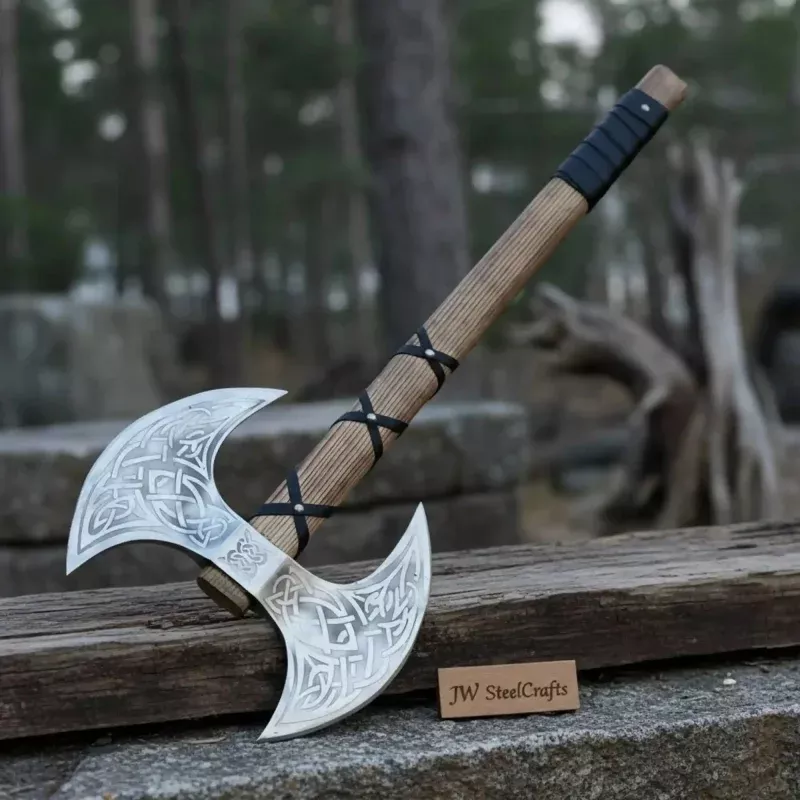 Unique Double-Headed Viking Axe – Handcrafted Decor Piece | Two Styles Available | JW SteelCrafts