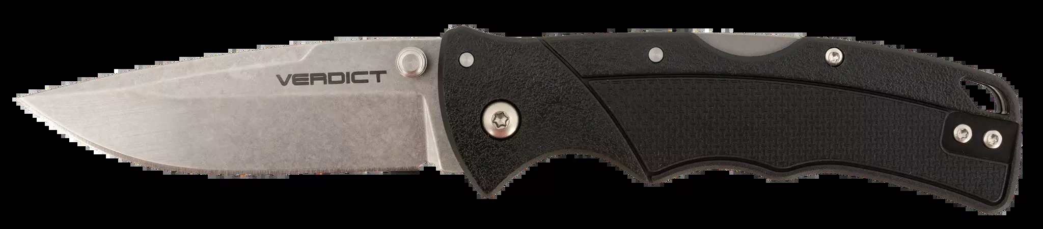 Verdict 3″ Folding Clip Point Plain Blade Knife – SS/Black