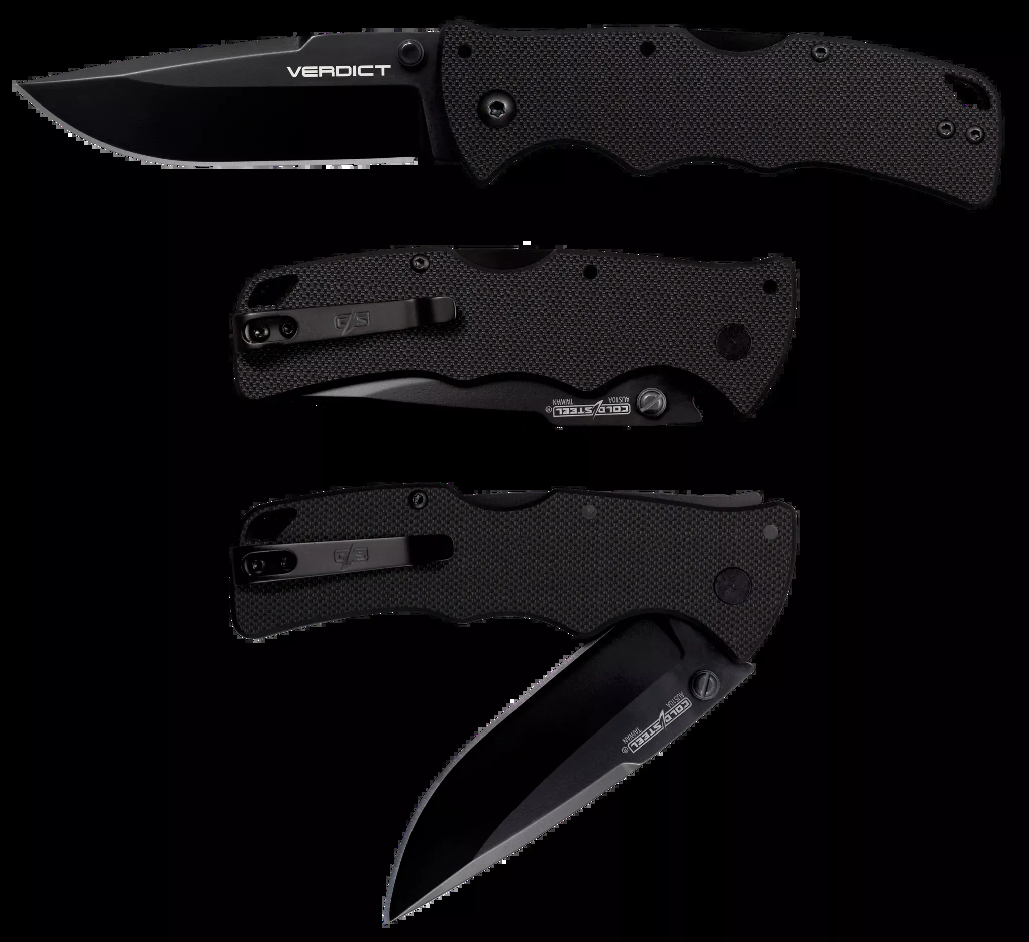 Verdict 3″ Folding Spear Point Plain Blade Knife – Black
