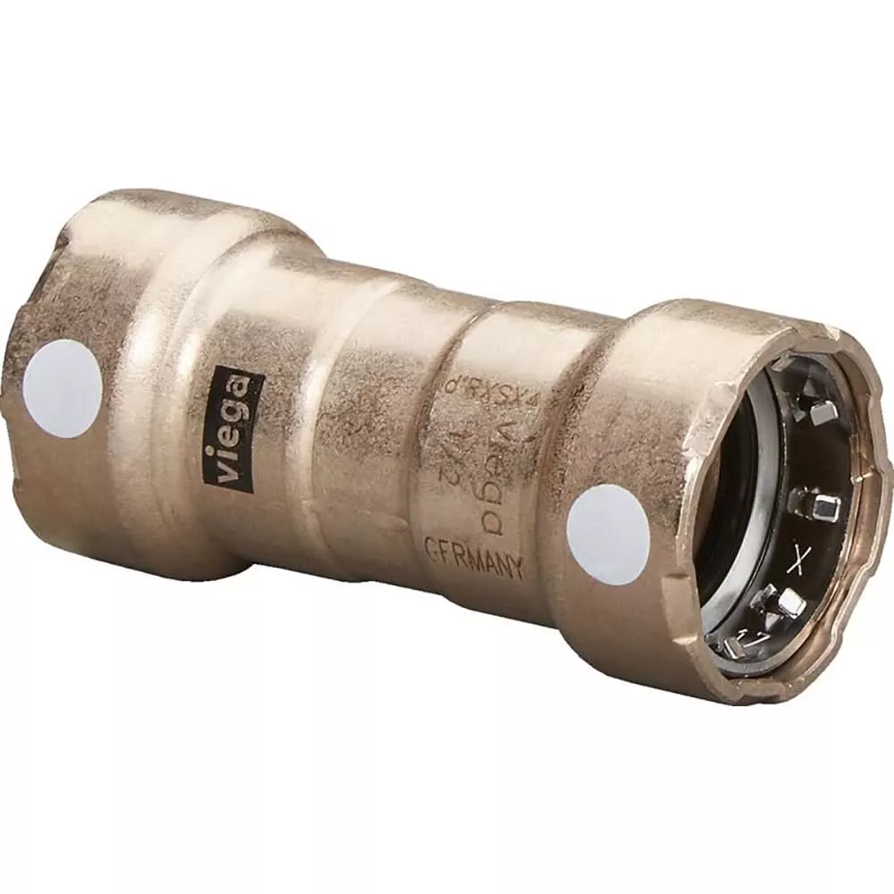 Viega MegaPress 3/4″ Copper Nickel Coupling w/Stop Double Press Connection – Smart Connect Technology – 88385