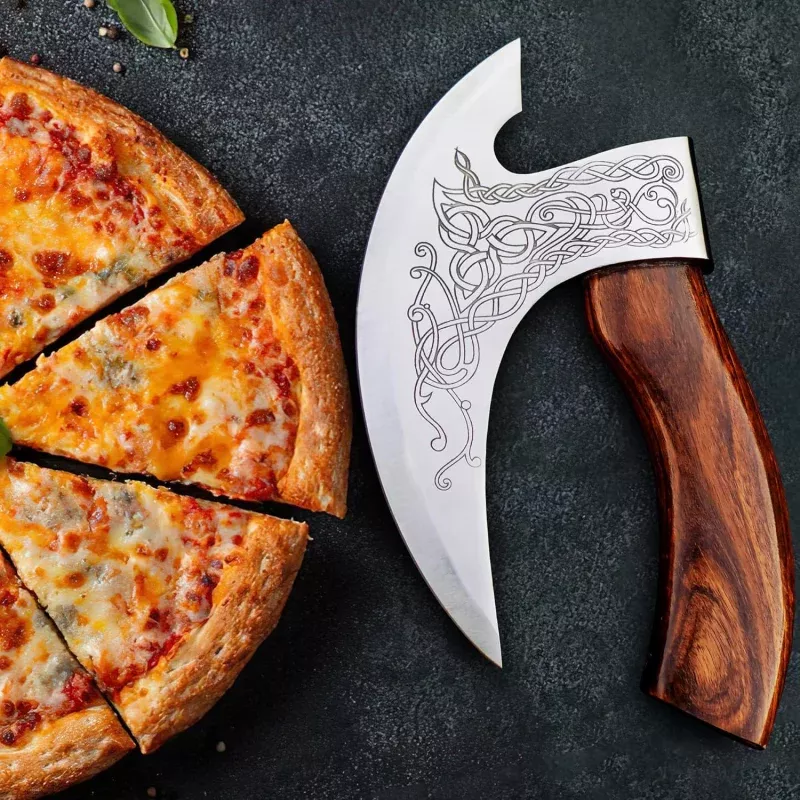 Viking Axe Pizza CutterHand Engraved 8-Inch J2 Steel Blade